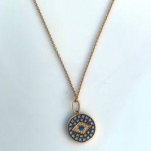 Diamond & 14k Gold Evil Eye Pendant Necklace